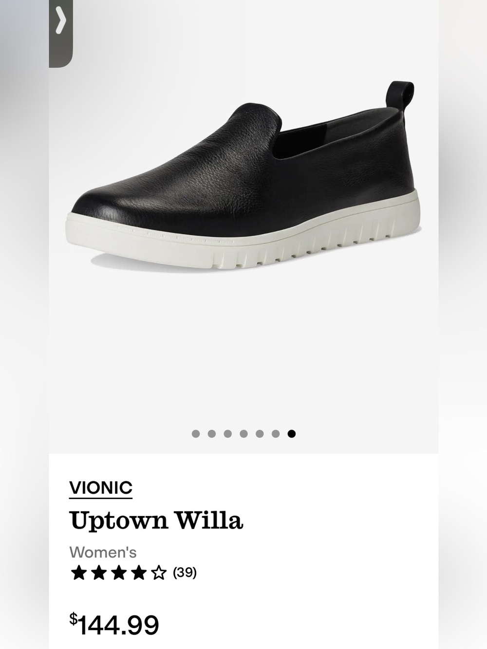 Vionic Uptown Willa Slip-On Sneaker in Black NWT in Box 7.5
